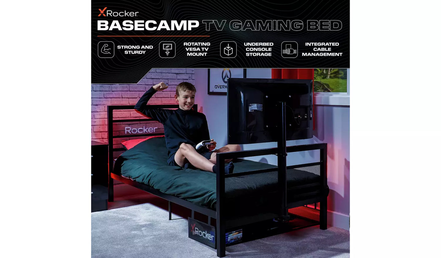 X Rocker BaseCamp TV and Gaming Bed - Black